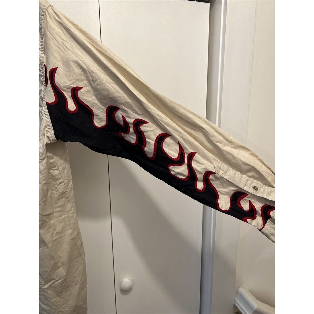 VTG Express Rider Mens Western Cowboy L/S Shirt Button Up Sz M ~ FLAME SLEEVES - Picture 7 of 7